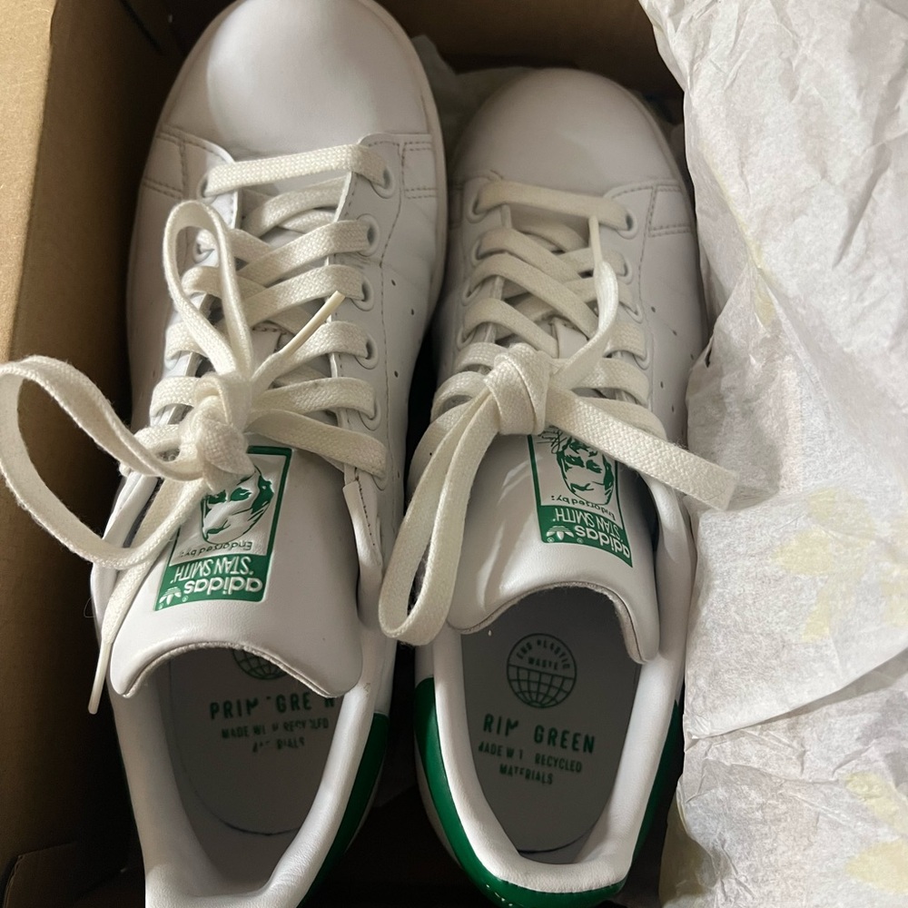 Adidas Kids White and Green Sneakers